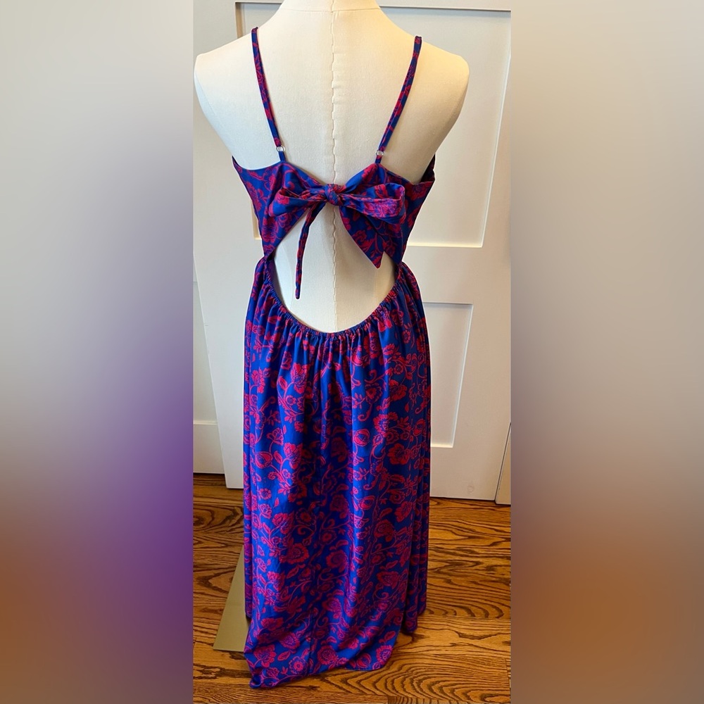 NWOT- CUPSHE Women's Maxi Dress Floral Print Twisted V Neck Blue Floral- Size L - Picture 8 of 9